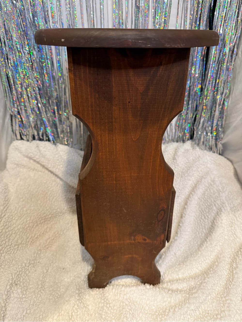 Rustic Wooden Side Table with Magazine Holder - Brown - Picture 10 of 12